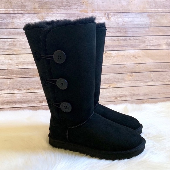 UGG Black Bailey Button Triplet II Boots - Picture 3 of 8